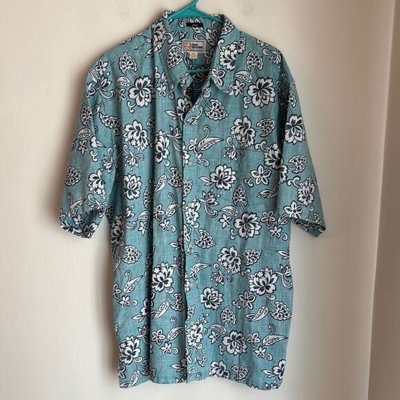 Reyn Spooner vintage Men’s Blue and White Hawaiian Casual Button Down Shirt XXL - Picture 1 of 9